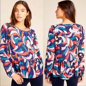 Anthropologie Maeve Peplum Blouse Cheyenne M